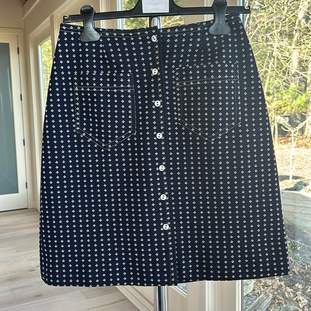 Vintage Saks Fifth Avenue Button Front Blue Skirt SZ S